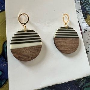 Gold, Wood & Acrylic Earrings